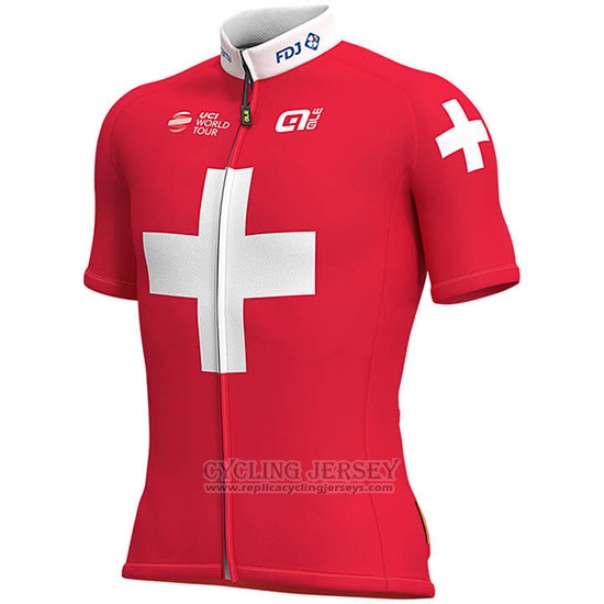 2019 Cycling Jersey Groupama FDJ Champion Switzerland Short Sleeve and Bib Short